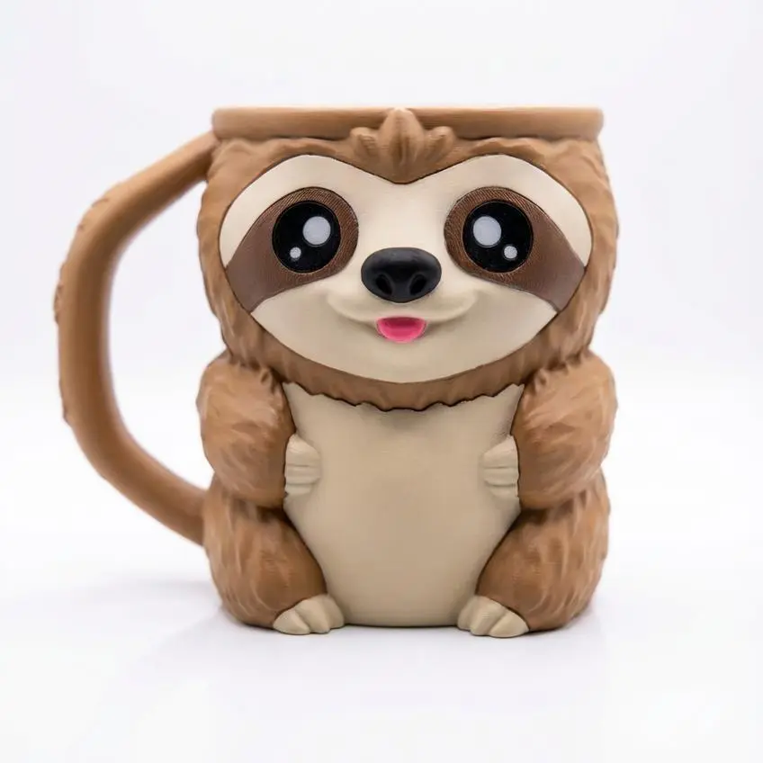 Cute Sloth Animals Pint Holder Mug - Adorable Look, Pint Capacity, Standard Size, Cute + Functional Reusable Washable Kitchenware Accessory, Cold Hand Prevention Tumbler for Ice Cream Lovers