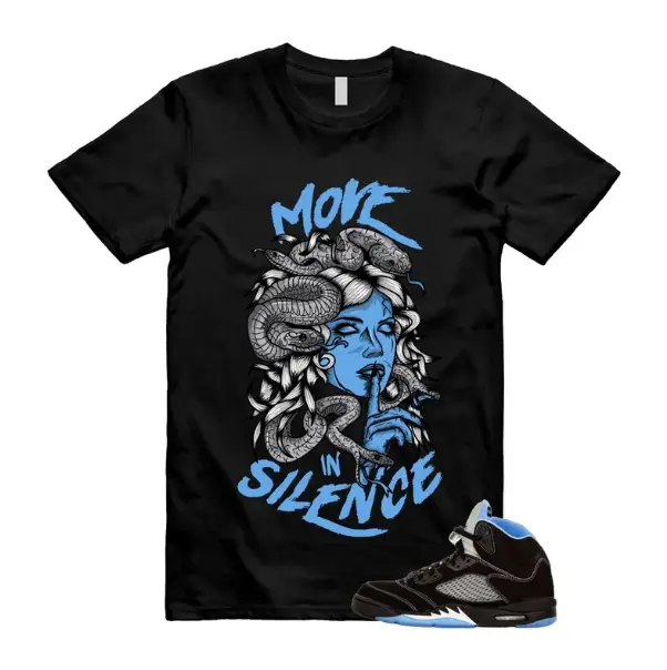 Black Shirt to match University Blue White 5 Sneakers, Black University Blue 5 Outfit Shirt, Soft Cotton Graphic Tee, Casual Outfit Shirt for Men Women