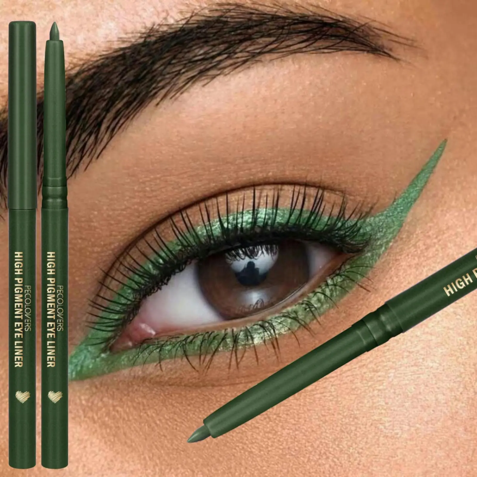 1PC Green Eyeliner, Waterproof and Quick-drying, Gel Eyeliner, Multi-color Options, Suitable for Various Makeup Looks, Eye Cosmetics