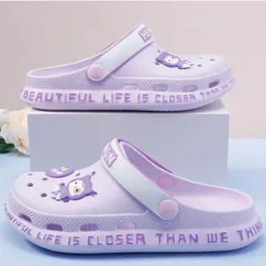 Women's cute flat slippers, eva material, lightweight and non-slip summer sandals, clogs
