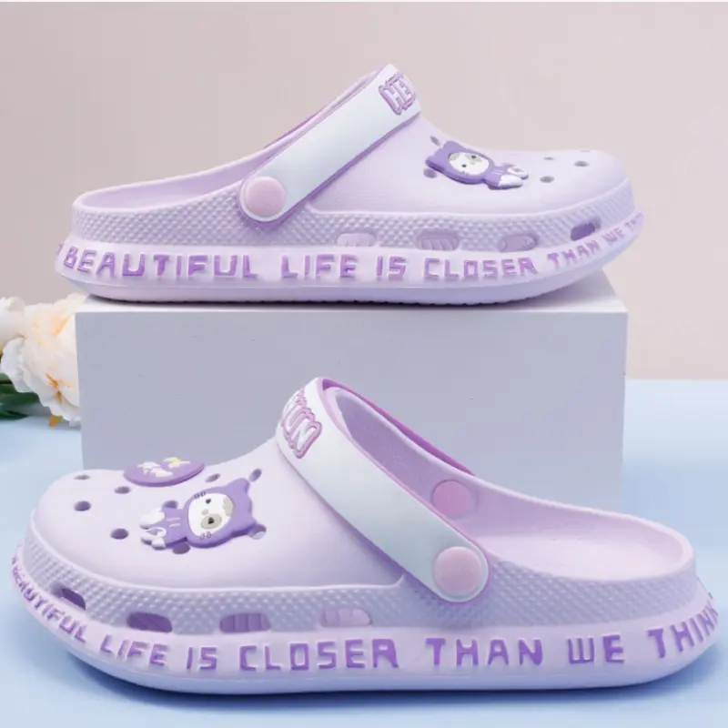 Women's cute flat slippers, eva material, lightweight and non-slip summer sandals, clogs