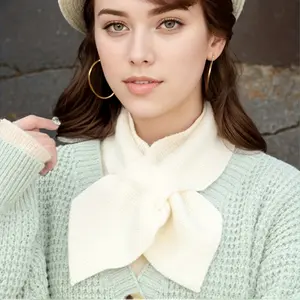 Women's Solid Color Winter Acrylic Triangle Scarf - Versatile Cross-Neck Mock Collar, Warm-Keeping Fashion Accessory