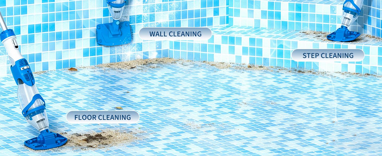 Handheld Rechargeable Cordless Pool Vacuum, 18.5 GPM Strong Suction & 60 Min Runtime, with Telescopic Pole for Above Ground/Inground Pools, Hot Tubs & Spas