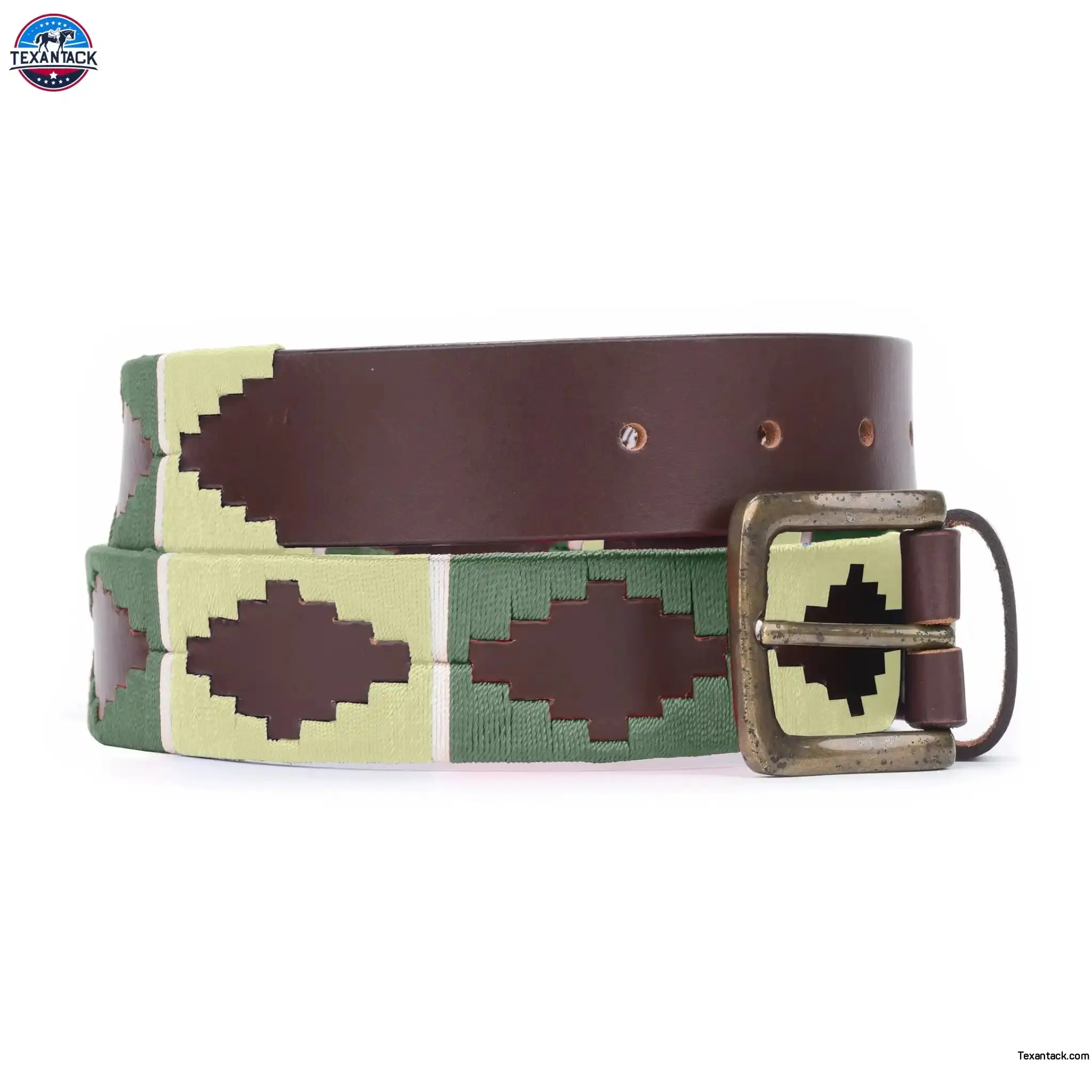 Resistance Polo Belt for Men | Hand Stitched Leather Belt With Colorful Embroidery | Gaucho Style Belt 1.5” Wide