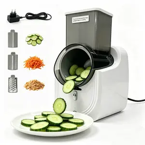 3-in-1 Electric Vegetable Slicer, Fast Kitchen Chopper & Shredder with 3 Blades for Slicing, Shredding & Grinding, Safe Hands-Free Operation