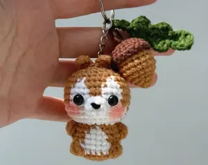 Crochet Squirrel With Acorn Keychain, Amigurumi Squirrel, Baby Squirrel Plush Toy Keychain, Squirrel Stuffed Animal, Squirrel Cute Gifts