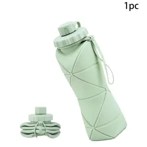 Collapsible Travel Water Bottle 20oz (600ml), BPA-Free, Foldable Silicone Lightweight Reusable Water bottle with Leak-Proof Lid & Lanyard, Portable for Travel Cycling Gym Camping, Leakproof Water Bottle