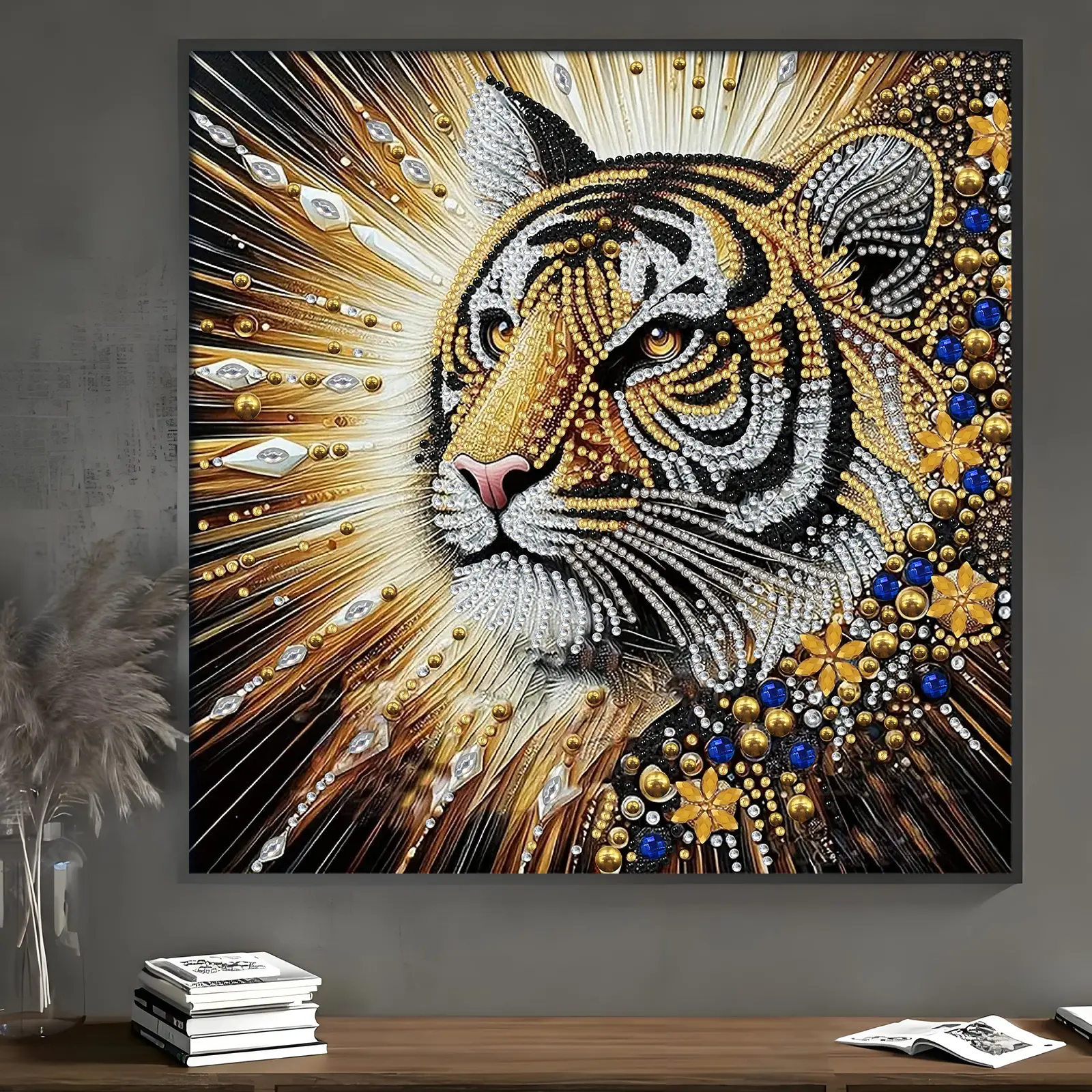 PeakFlex DIY Tiger Diamond Art Special Shape, 5D Diamond Painting Kits | Animal, Partial Diamond Painting, 5D, Crafts for Adults, Gem Art, Diamond Dotz, Diamond Dots, Wall Art, 11.8x11.8 in