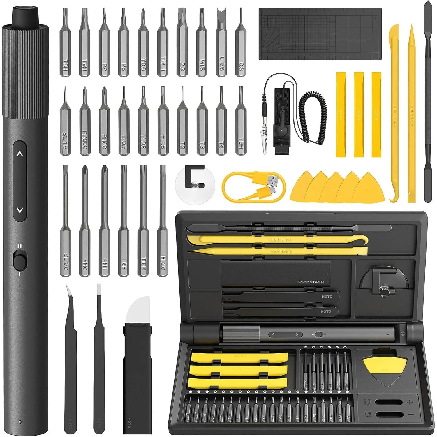 48-in-1 Electronics Screwdriver Set with LED Light, Bit Assortment & Storage Box for Phone, Laptop, Watch Repair
