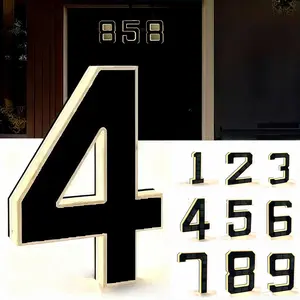 Lighted House Numbers 2.65 Inch Waterproof Led Address Signs For Outsidemodern House Decoration Connects To 12v Power Supply Better Than Solar Charging
