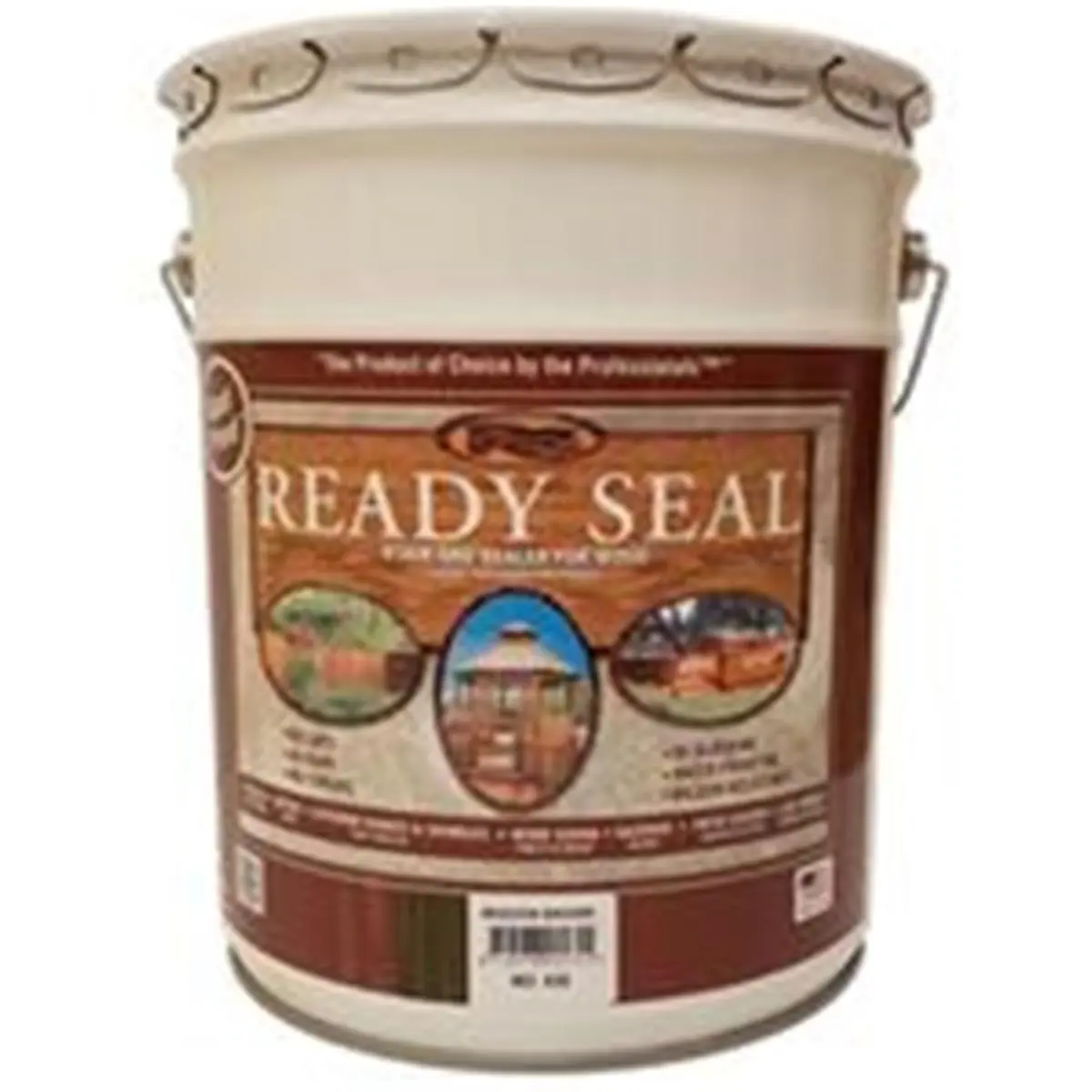 212 MAIN Ready Seal 5764006 5gal Outdoor Wood Stain & Sealer, Seals Exterior, Mission Brown, 5-Gallon Can, Exterior Seal