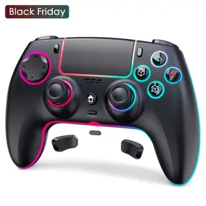 JORREP PS-5 Pro Controller Hall Effect 7 RGB Colors Dual Vibration Turbo 6 Axis Gyro Programmable Headset Jack 1500mAh Battery Wired Adjustable Gamepad for PS5 Pro PC MAC iOS Android10 Steam Deck Button Remote Colorful 5005B
