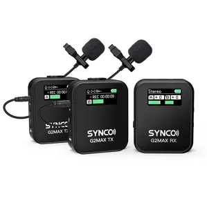 SYNCO G2(A2) MAX 2.4G Wireless Lavalier Microphone, Dual Transmitter With Onboard Recording 656FT 8H for DSLR Phone Laptop Online Class Vlog Stream
