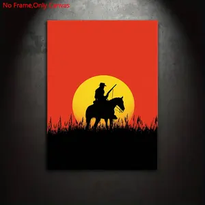 1 piece/set Frameless Canvas Painting Print Poster, Classic Illustration Art, Red Dead Redemption, a perfect gift for video game enthusiasts, and an ideal gift for bedroom, living room, kitchen, dorm hallway, mural, wall decor, room decoration.
