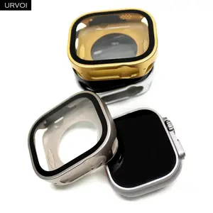 URVOI Full cover for Apple Watch Ultra 3 2 1 Series 10 9 8 7 6 SE Aluminium alloy bumper Protective Case tempered glass screen protector for iWatch