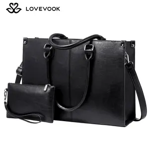 【New Year Gift】LOVEVOOK Laptop Bag for Women, 15.6-17.3 inch Vegan Leather Laptop Tote Bag Large Capacity Vintage Leather Work Bags for Women Computer Bag Office Briefcase Handbag. Durable. TikTokShopHolidayHaul