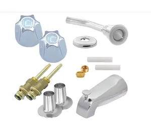 Complete Shower Repair Replacement Kit for Hot and Cold Shower Systems, 2 Hot and Cold Valves, For Remodeling Verve Handles, Easy Installation, Durable Construction, Polished Chrome