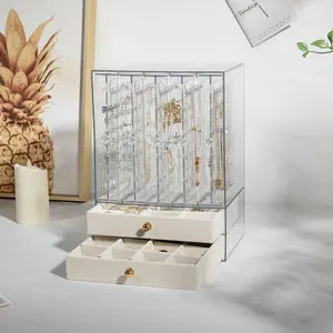 Elegant Jewelry Storage Box, Three-Tier Design, Soft Lining, Vintage Style, Secure Lock, Perfect for Earrings, Rings, Necklaces, Bracelets