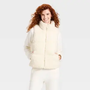 Women's Cozy Alpine Faux Shearling Puffer Vest - Universal Thread