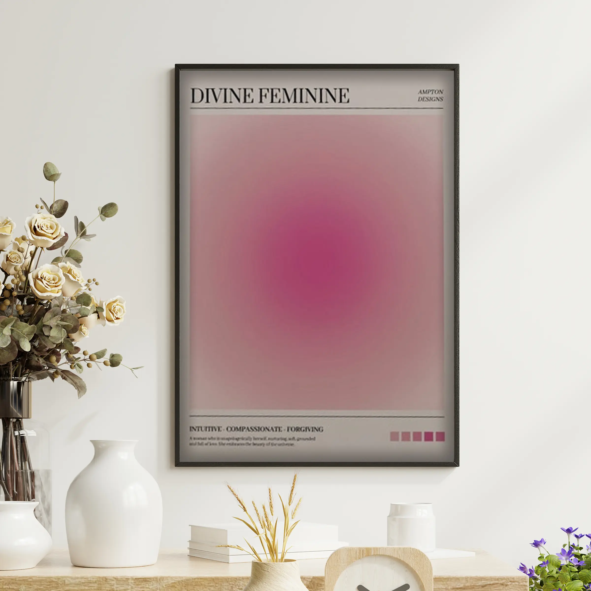 Divine Feminine Aura Poster, Pastel Pink Gradient Aura Print, Spiritual Wall Art, Feminine Energy Decor