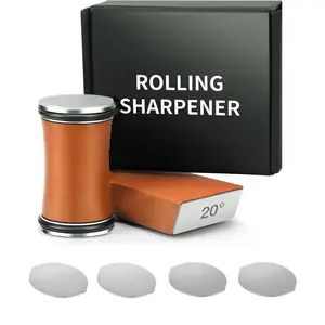 2026 New Wooden Manual Knife Sharpener Tool,Rolling Knife Sharpeners Kit,Kitchen Knivies Sharpener With Diamond And Ceramic For Steel,Multi-Angle Magnetic Knife Sharpening With 15,20°,Knife Sharpening Made Easy,Suitable for Daily Use,Outdoors,Mother's Day