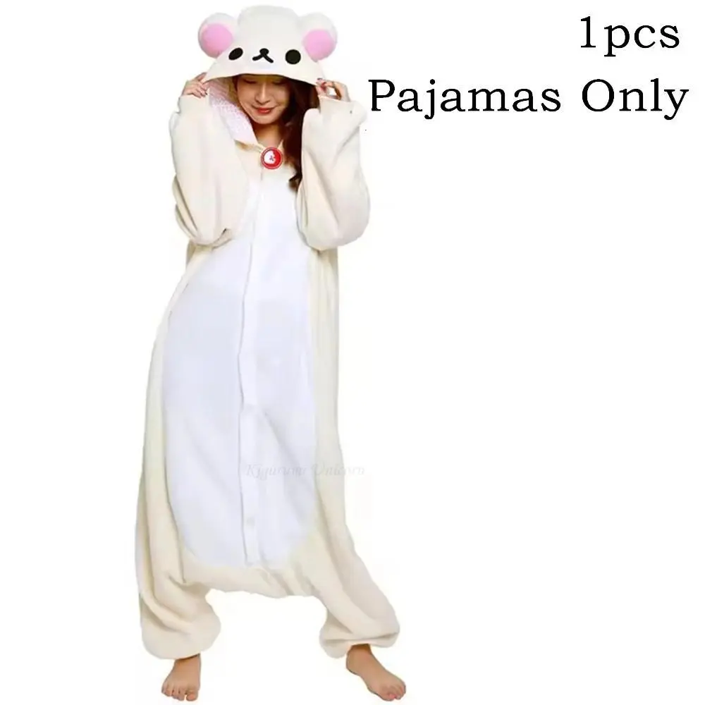 Adult Cartoon Character Onesie Pajama Set - Long-Sleeve Loungewear, Rilakkuma/Bear/Unicorn Kigurumi Clothes, Button Closure, Matching Slippers (Toys & Hobbies Specialty DIY Supply Complement)
