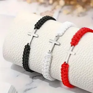 Cross-shaped braceletCouple Cross Bracelet Bundles Kit 2025 New Trendy Braid Stack Bracelet for Men & Women Fashion Matching Jewelry for Daily Wear, Party, Streetwear Friendship Bracelet, Gift for Boyfriend & Girlfriend, Religion Best Wish Blessing