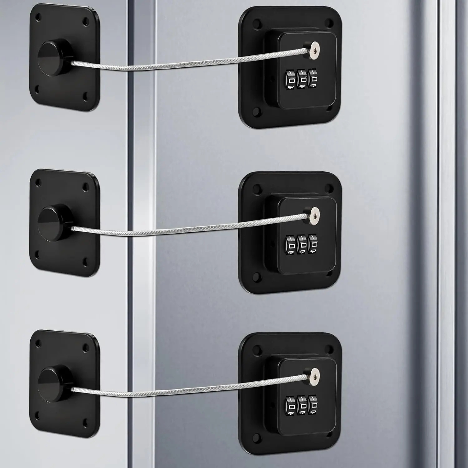 3 Pack Fridge Lock for , Traceless Refrigerator Lock for Adults,  Proof Cabinet Locks  Proofing, Drawer Freezer Locks for Fridge Refrigerator (Black)