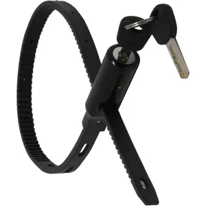 Adjustable Zip Tie Lock for Cabinet Refrigerator Bike Stroller Helmet Skateboard Luggage - Multi-Purpose Keyed French Door Lock, Stainless Steel Fridge Lock With Key, Black, 1 Pack