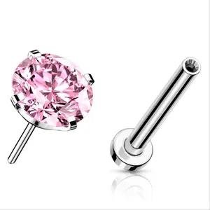 20G/18G/16G Pink Threadless Flat Back Studs • Push Pin Labret • Flat Back Earring • Tragus Stud • Flat Back Nose Stud • Helix Stud • Cartilage Stud • Threadless Nose Stud • Cubic Zirconia Stud • Implant Grade Titanium • Silver Flat Black Stud