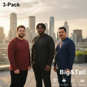 Men's Big & Tall 3-Pack Long Sleeve Athletic Shirts - Quick Dry 4-Way Stretch Breathable Performance Workout Running Tops - All Season Activewear