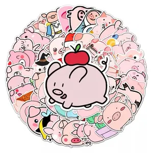 50 Pack of Pink Pigs Stickers~ Waterproof ~ No duplicates ~