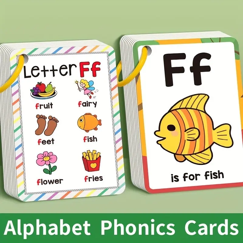 Letter Phonics English Learning Cards, Alphabet Flashcards, Language Learning Flashcards, 27 Colorful Flashcards, Durable Paper Material, Fun Illustrations, Educational Gift for Teens