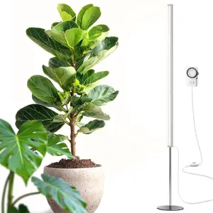Barrina T1S Standing Grow Light for Indoor Plants with Timer, 65W 5000K High PPFD Tera Series Vertical Full Spectrum Grow Lights Adjustable Height 5FT-5.6FT, Foot Switch, Non-Glare Design, Silver