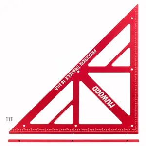MUWOOD Precision Triangle Square 18 inch, Imperial Scale Framing Square for Precise 90 and 45-Degree Measurement, Aluminum Alloy Architect Ruler for Carpenter