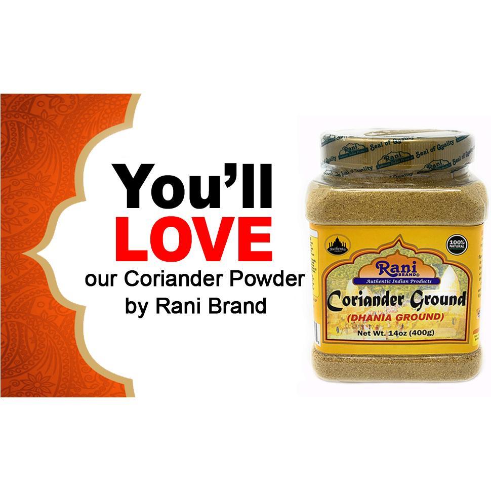 Rani Coriander Ground Powder (Indian Dhania) Spice 14oz (400g) PET Jar ~ All Natural | Salt-Free | Vegan | No Colors | Gluten Friendly | NON-GMO | Kosher | Indian Origin