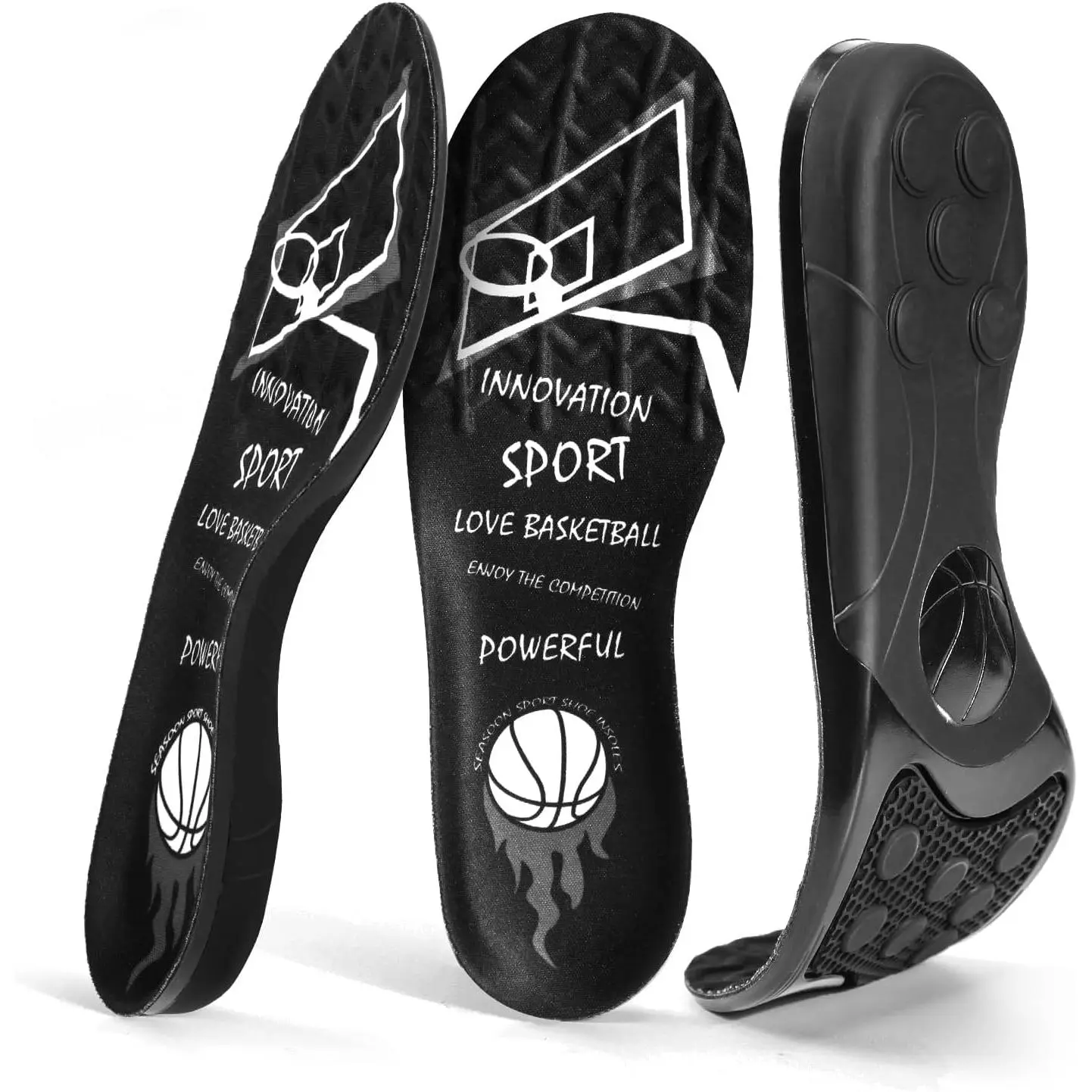 Soft Silica Gel Sport Shoe Insoles for Men & Women| Active Spring Cushioning & Shock Absorption Inserts, Forefoot Massage Support, Plantar Fasciitis Relief