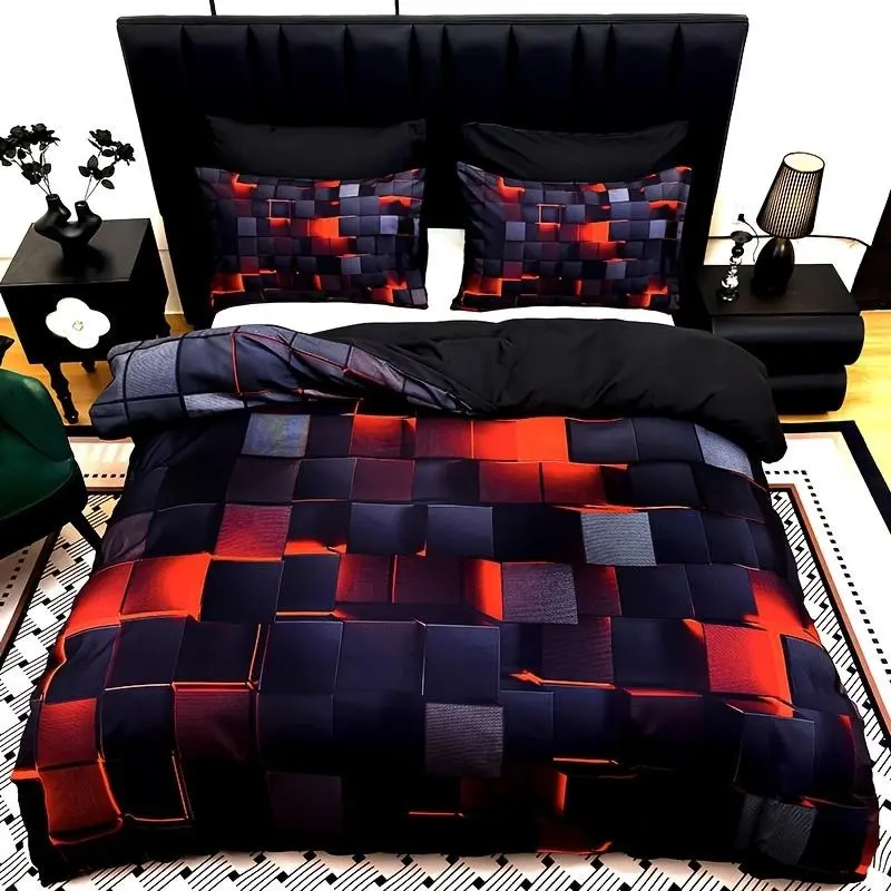 3 Sets of Cool Tech Digital Printed Fabric Duvet Covers, Digital Print Comfy Bedding Sets, All Season and Blue Designs, Includes 1 Duvet Cover & 2 Pillowcases