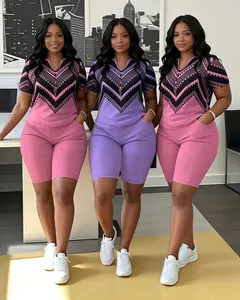 SummerVibes Womens Plus Size Bohemian Two Pieces Set Casual Elegant Shorts Set, V Neck Short Sleeve Top & Shorts Outfits For Spring,Fall & Summer,Comfortable Casual Womenswear Attire, Versatile Clothing, Women's Plus Size Clothing For Festival