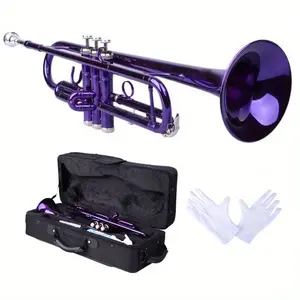 Beginner Trumpet Set with Case and Gloves - Brass B Flat Trumpet in Violet, Ideal for Students and Beginners Electric Drum Set with MIDI Support orchestra  bows