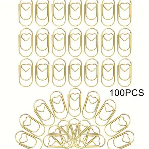Mini Heart Shaped Paper Clip (100pcs), Creative Metal Paper Clip, Office Binding Supplies for Home School Office Dormitory