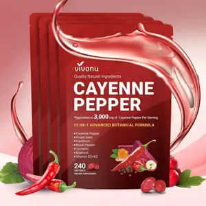 Cayenne Pepper Softgels Supplement 240 Capsules with Vitamin E D3 K2 & Extracts for Leg Vein Heart Blood Vessel Health