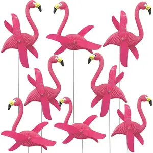 4E's Novelty 12-Pack Twirling Wings Pink Flamingo Yard Decorations – Whimsical Outdoor Decor