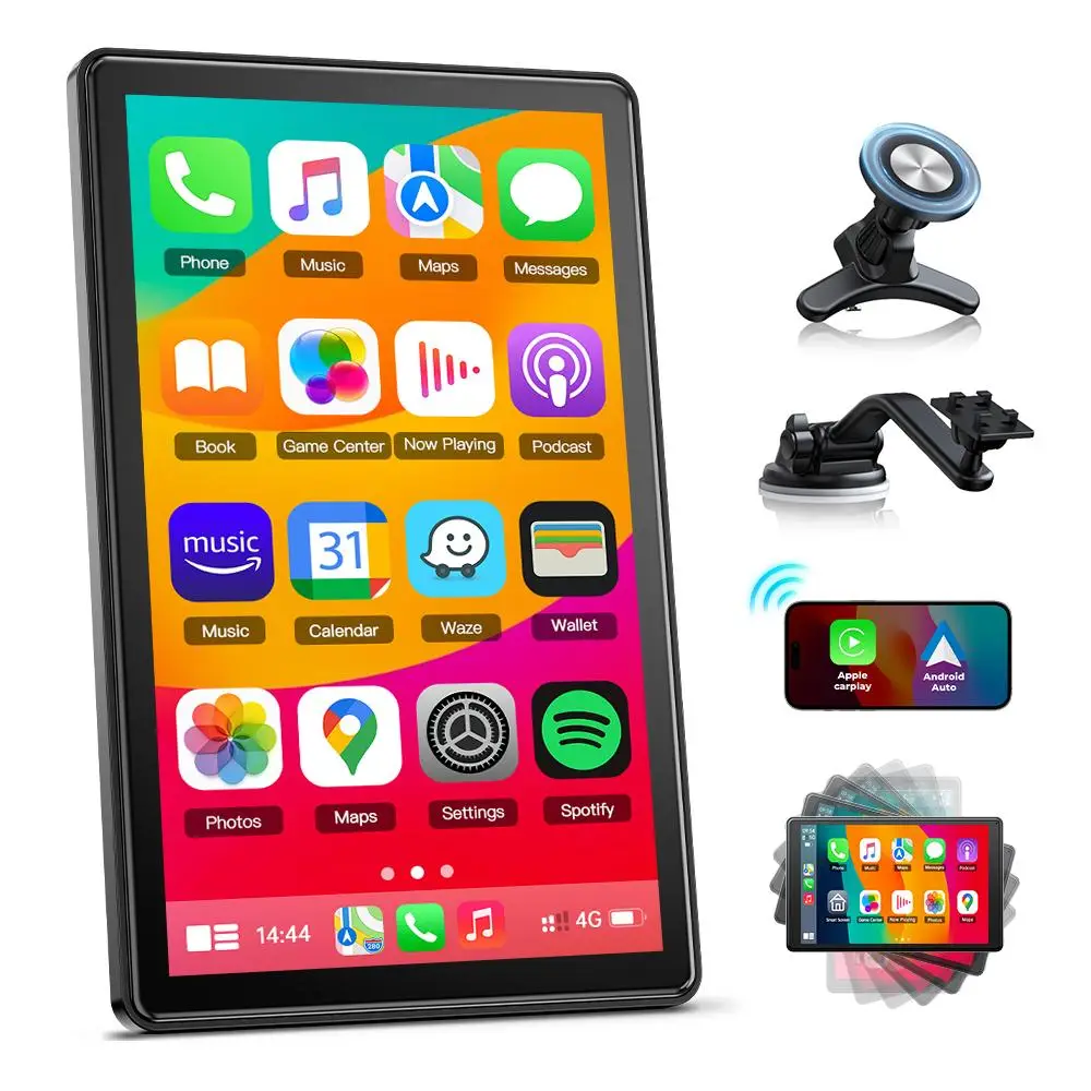 LAMTTO 7-inch Wireless Carplay Screen for Car with Magnetic Holder Horizontal & Vertical Display Upgarde Older Vehicle Automotive Car Stereo Android A