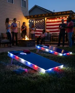 Patriotic Cornhole Board Lights (2-Pack) - Made in USA Toss Brightz Bag Toss Game Accessory, Weather-Resistant Lighting for Outdoor Lawn Games
