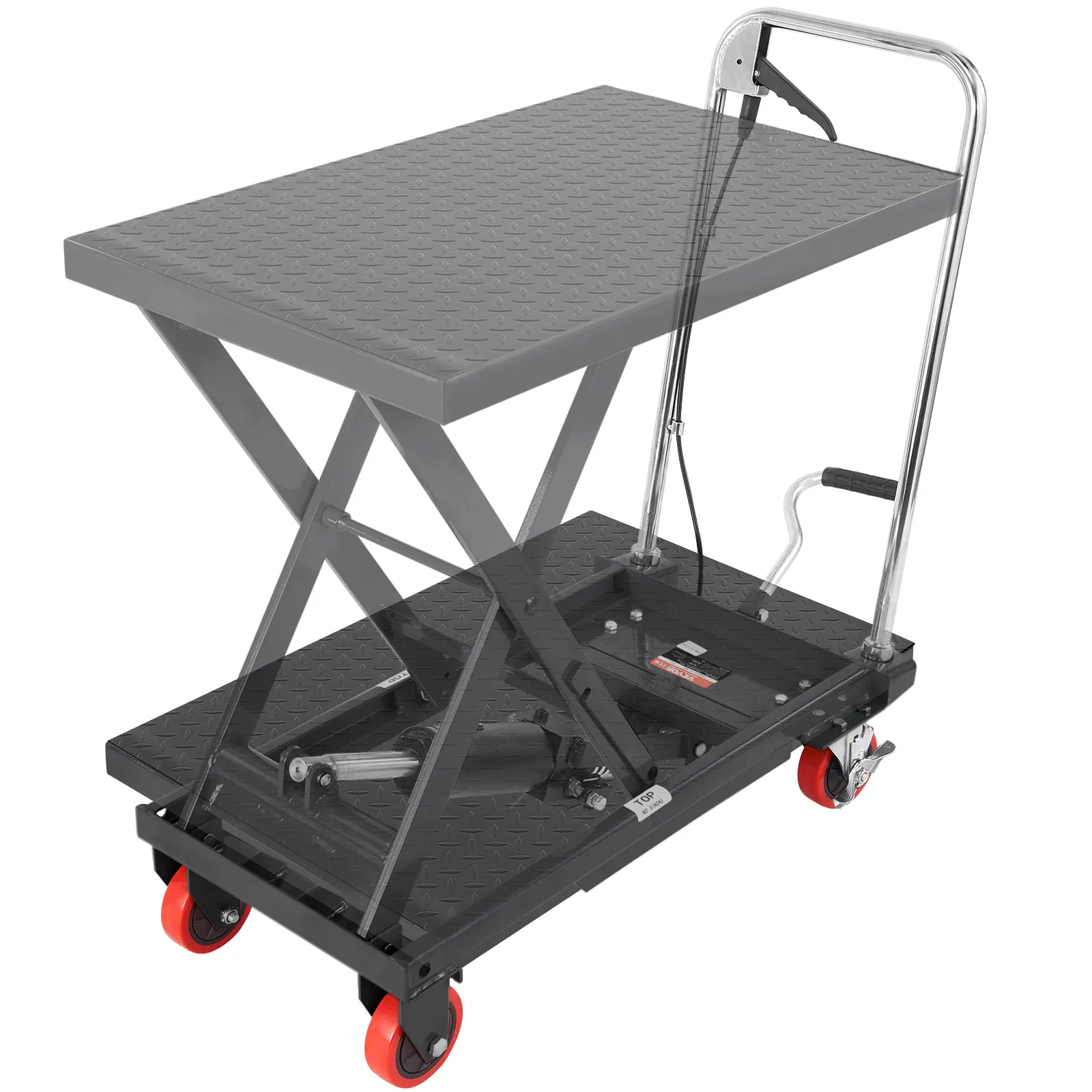 【summerfinds】VEVOR Hydraulic Lift Table Cart, 500lbs Capacity 28.5" Lifting Height, Manual Single Scissor Lift Table with 4 Wheels and Non-slip Pad, Hydraulic Scissor Cart for Material Handling, Black