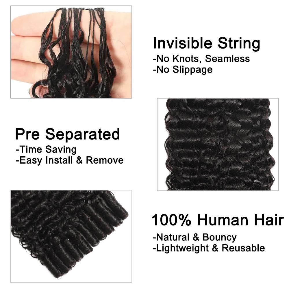 Asakiss Human Hair Feather Crochet Extensions - Burmese Curly, Knotless Water Wave, Pre-Separated for Boho Braids & Hair Braids, 4-5 Packs (48-52g/Pack) for Full Head, Glueless Lightweight Time-Saving Protective Styles with Curled Waves