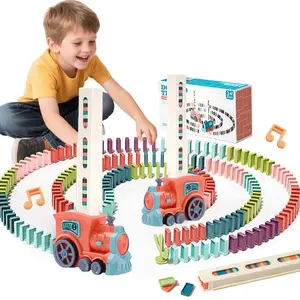 Children's game domino train toys: 180PCS automatic stacking boy toys 4-6 years old summer Christmas birthday gifts 5-6 years old children and girls age