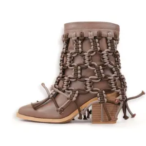 Country Skye: Hand-Braided Brown Leather Boot