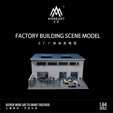 1:64 Scale Unisex Handmade Diorama Car Garage Scene Kit - LED Lighting Construction Model, PVC+ABS Material, City Street Factory Look, Car Parking Display, Ages 12+, Requires AA Batteries, Collectible Toy Gift for Model Vehicle Enthusiasts